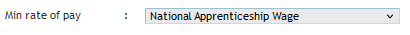 Min rate of pay dropdown showing available options