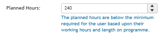 Planned hours field showing manual override option