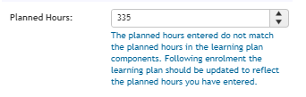 Learning plan planned hours fields
