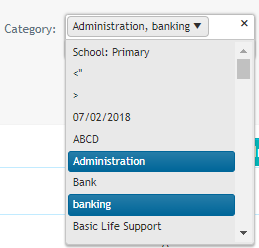 Category multi-select dropdown filter