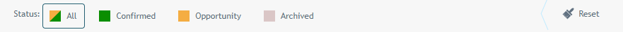 Status filter options with Reset button