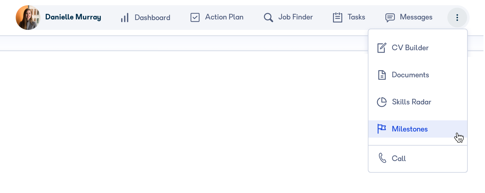 Milestones option in the learner menu
