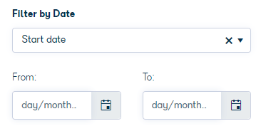 Date range picker showing start date, practical period date, and end date options