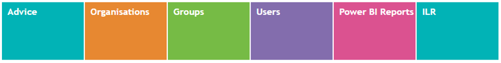 Organisations tile in the navigation panel