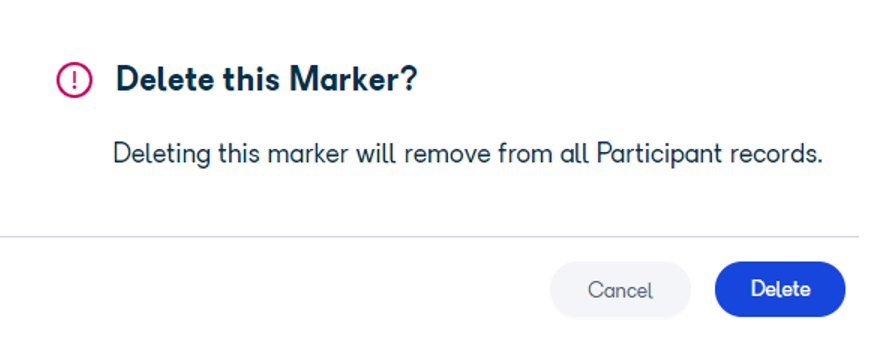 Delete confirmation screen for a marker