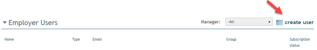 Create user button on the organisation profile