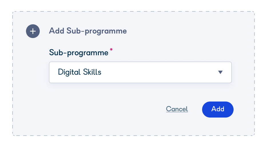 Add button to confirm sub-programme selection