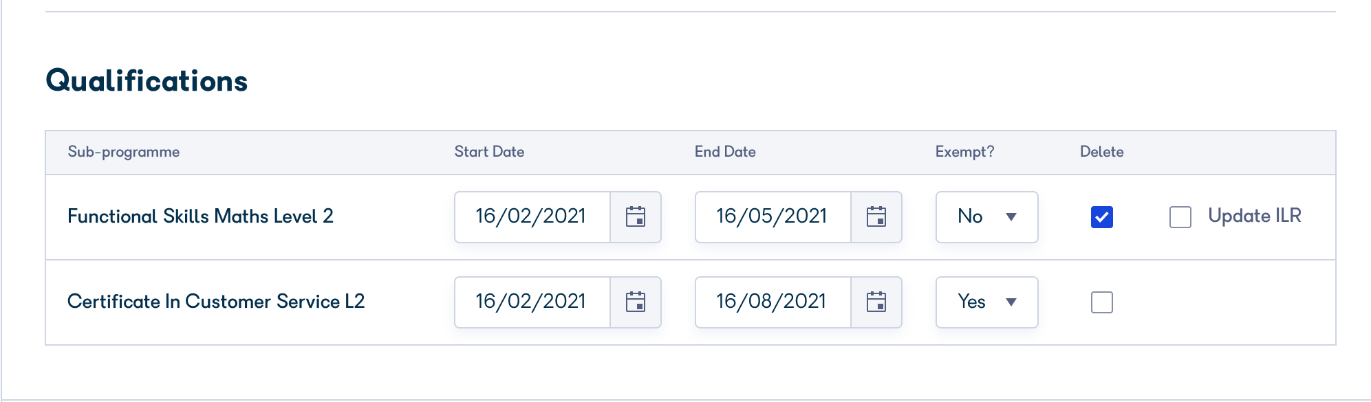 Aims and qualifications section showing programme qualifications
